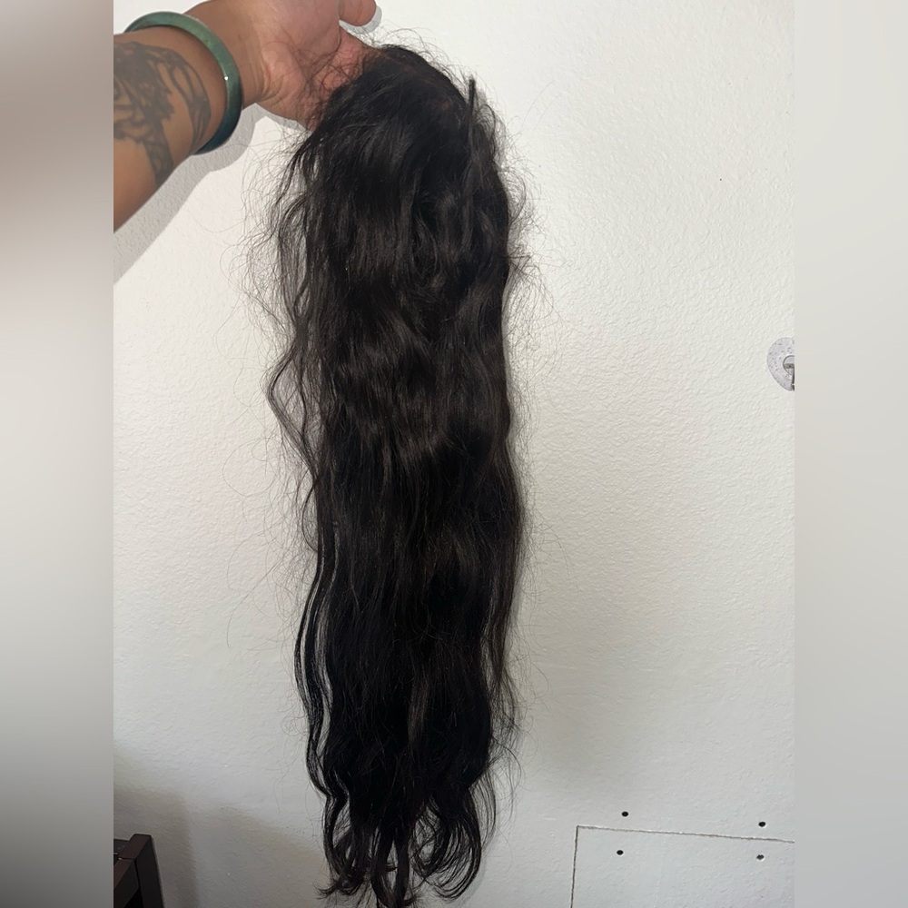 Human hair wig and its natural state no product in it really good lace 26 inches